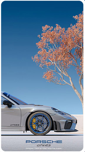 HDRI aydınlatma ve gerçek otomotiv yüzey yansımalarıyla render kalitesi.